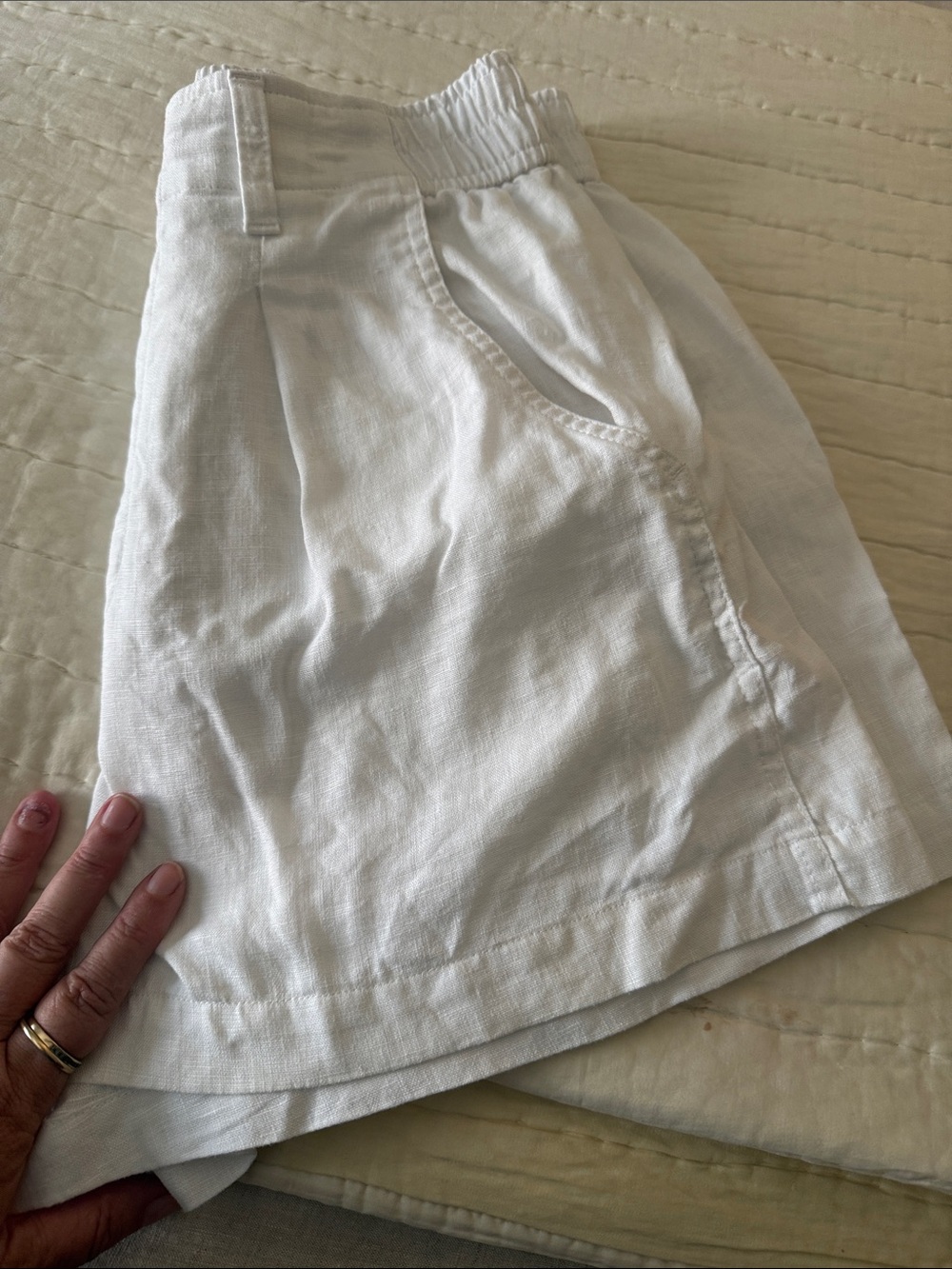 Madewell White High-Rise Linen Blend Pleated Shorts - Picture 6 of 7